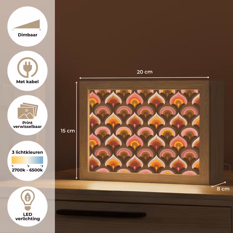Lightbox - Wandlamp - Patroon - Retro - Kleurrijk — 9