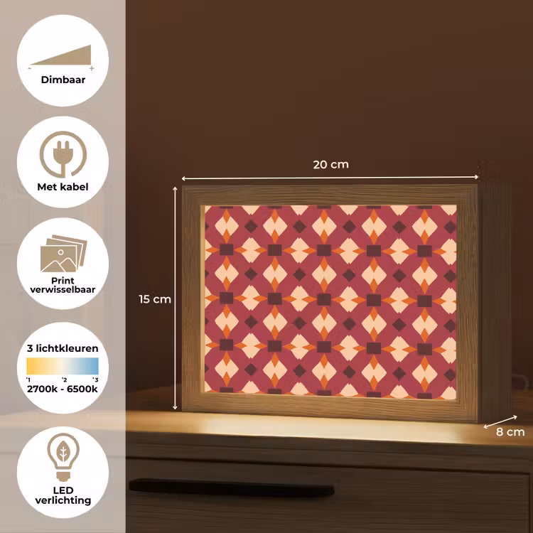 Lightbox - Wandlamp - Retro - Patroon - Kleurrijk — 9