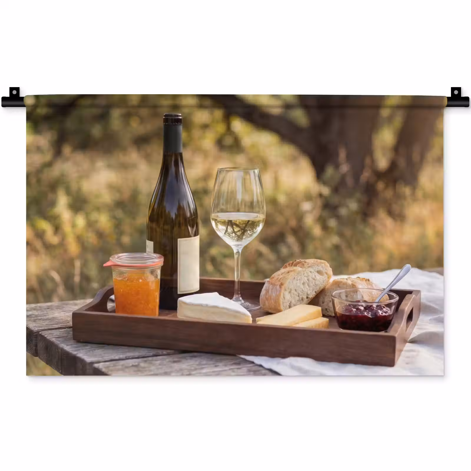 Wandkleed - Picknick - Wijn - Kaasplankje — 1