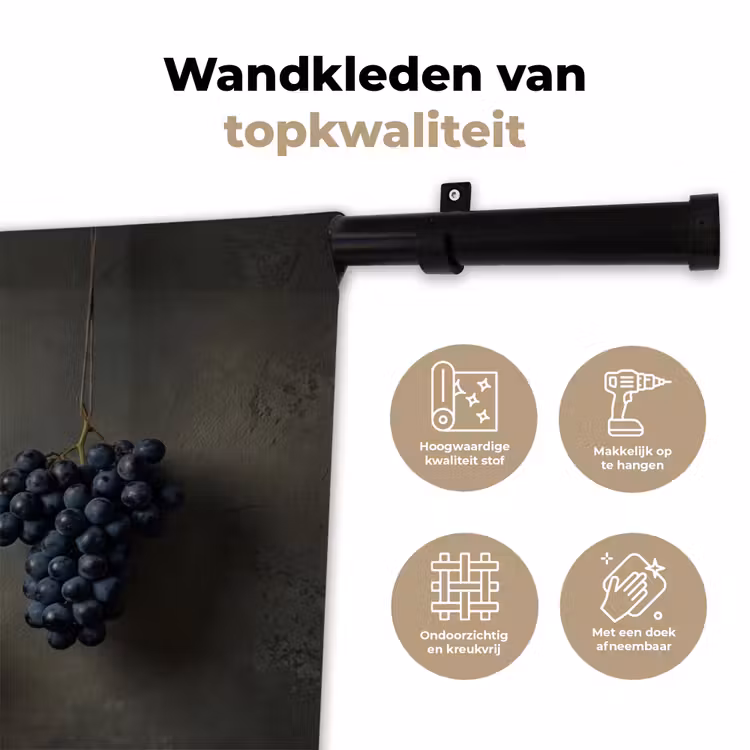 Wandkleed - Druiven - Kleurrijk - Muur — 3