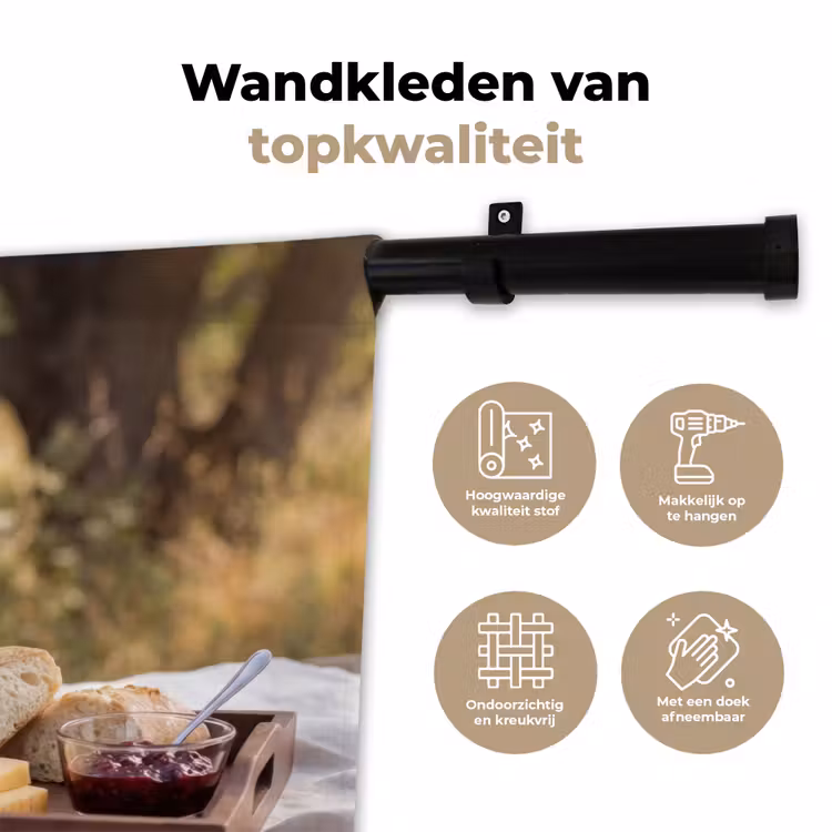 Wandkleed - Picknick - Wijn - Kaasplankje — 3