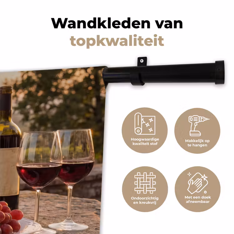 Wandkleed - Wijn - Glazen - Druiven - Wijngaard — 3