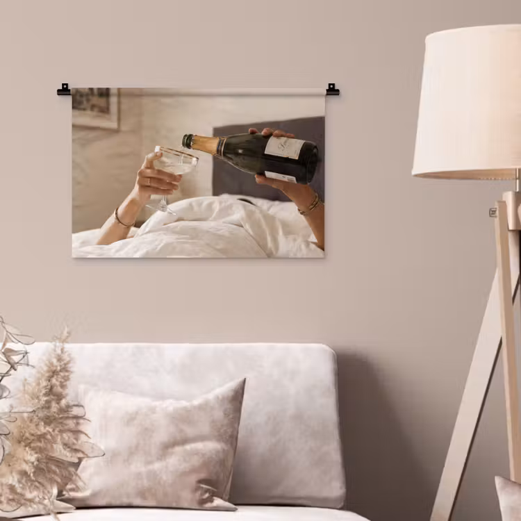 Wandkleed - Champagne - Bed - Bubbels — 2