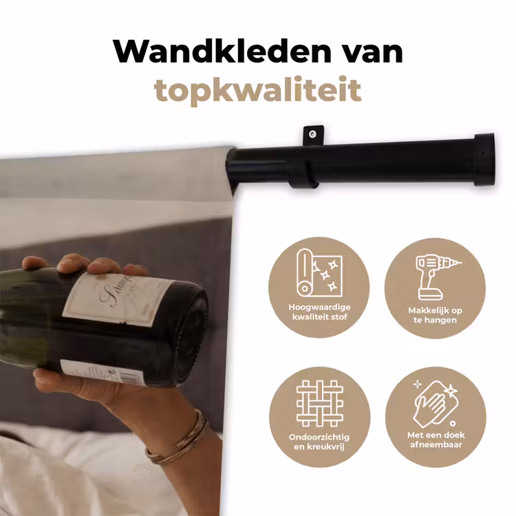 Wandkleed - Champagne - Bed - Bubbels — 3
