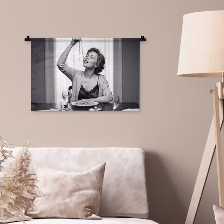 Wandkleed - Vrouw - Spaghetti - Zwart - Wit — 2