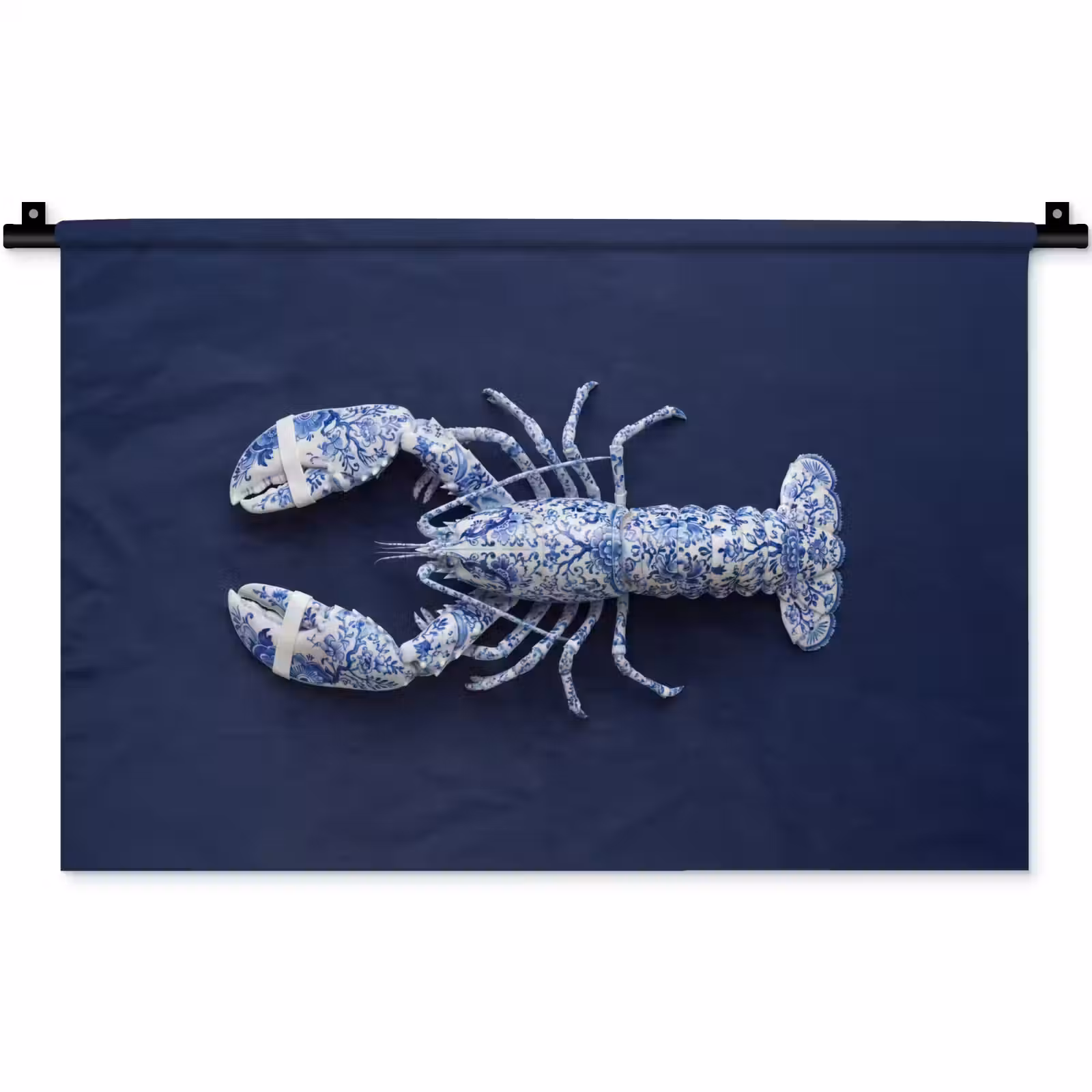Wandkleed - Kreeft - Porselein - Delfts - Blauw — 1
