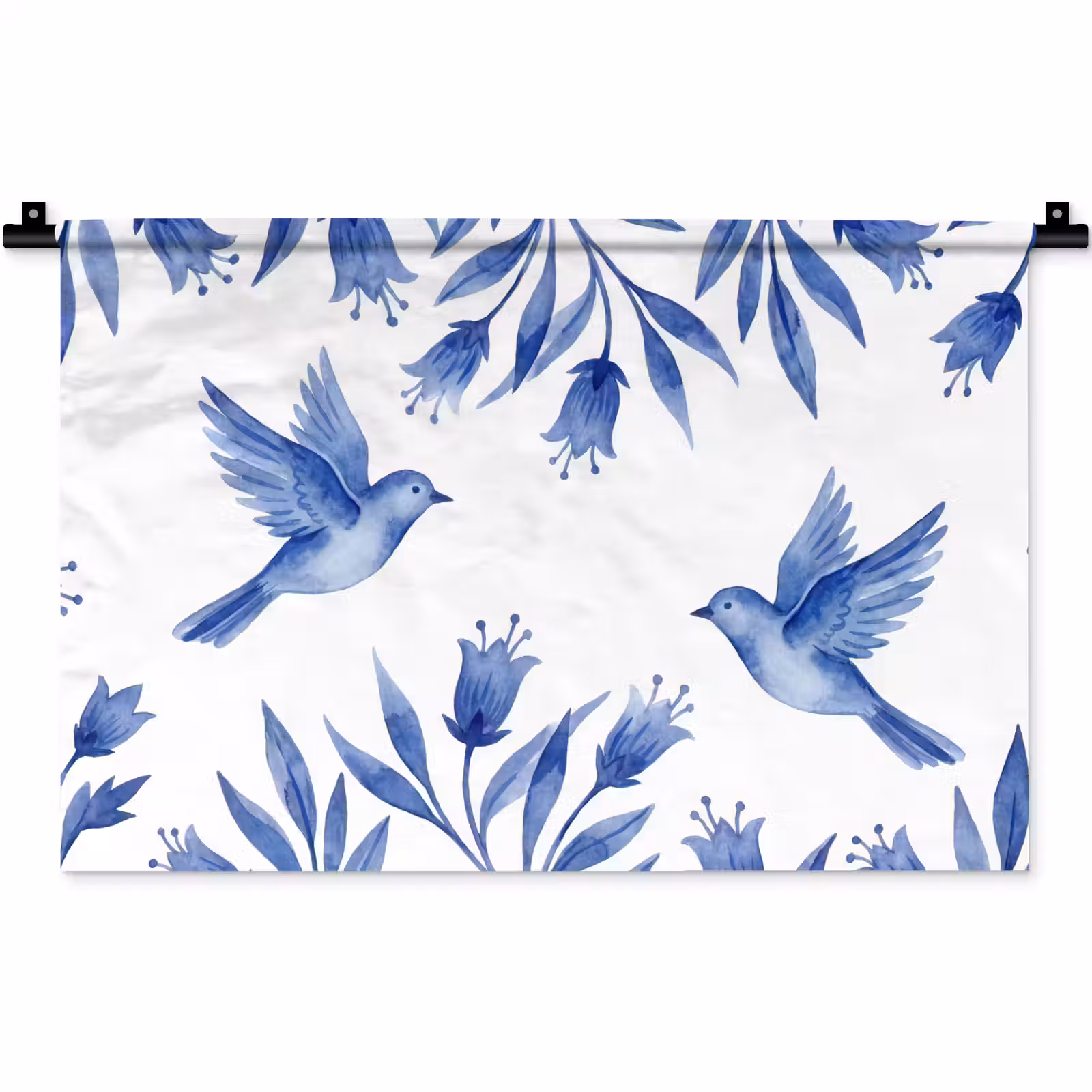 Wandkleed - Modern - Vogels - Delfts - Blauw — 1
