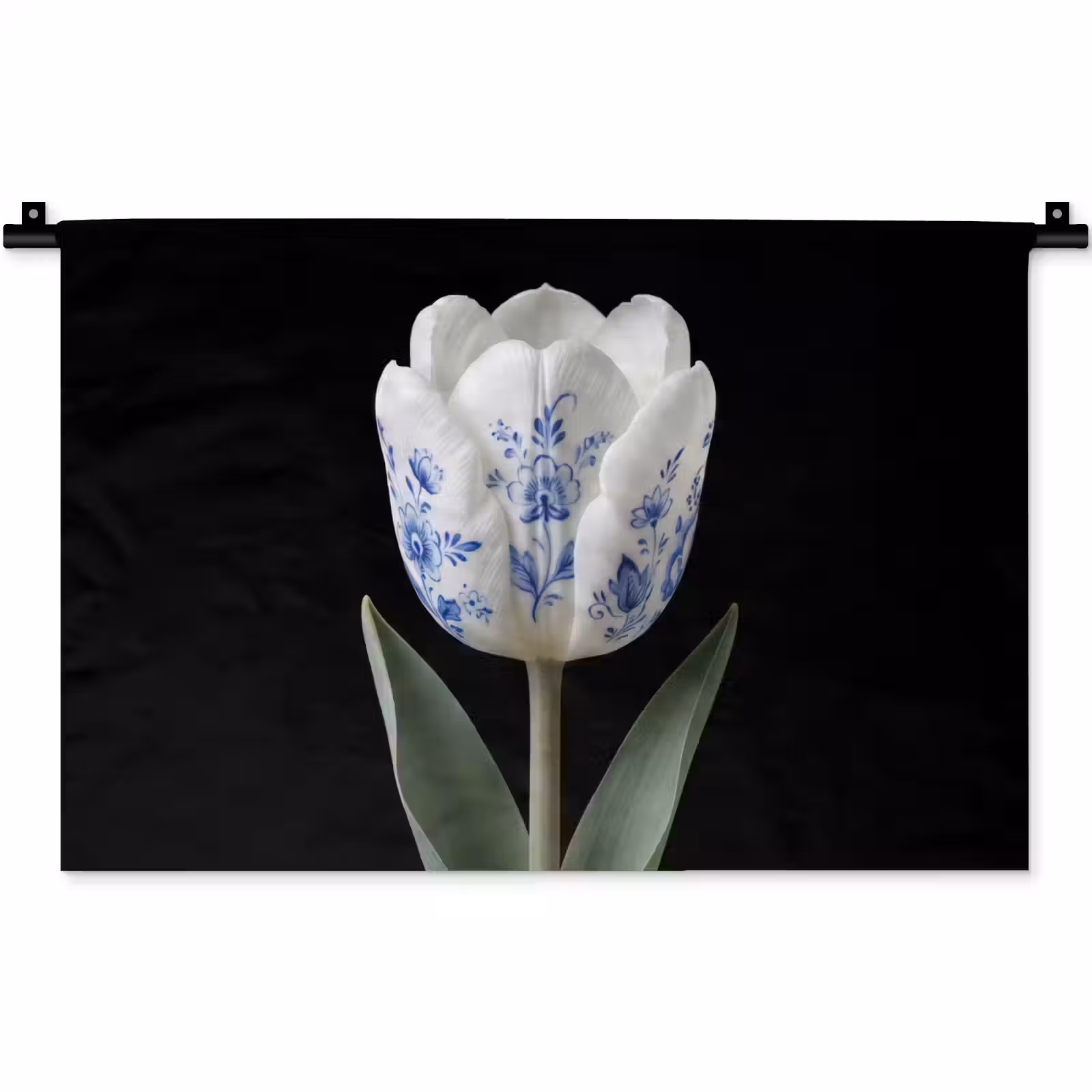 Wandkleed - Tulp - Patroon - Blauw — 1