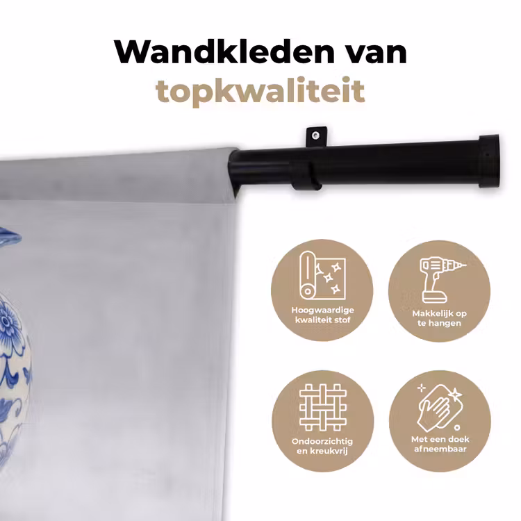 Wandkleed - Appel - Blauw - Klassiek — 3