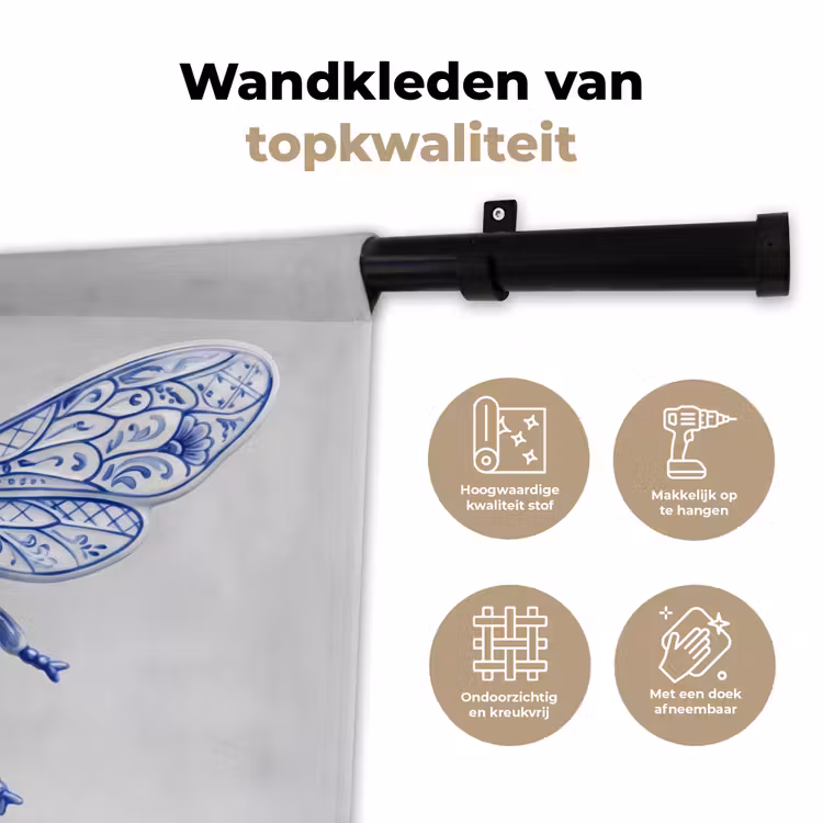 Wandkleed - Bij - Modern - Delfts - Blauw — 3