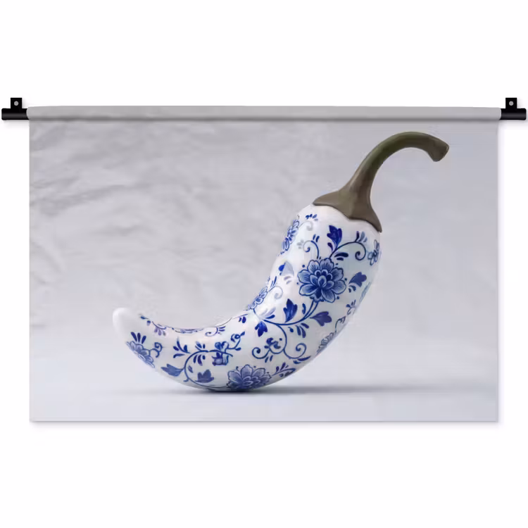 Wandkleed - Chilipeper - Keramiek - Blauw — 1