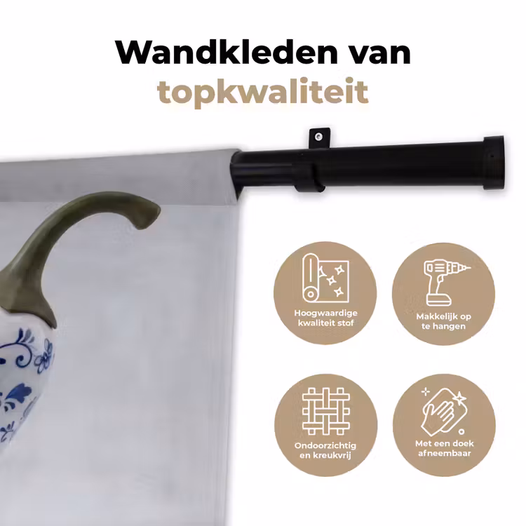 Wandkleed - Chilipeper - Keramiek - Blauw — 3