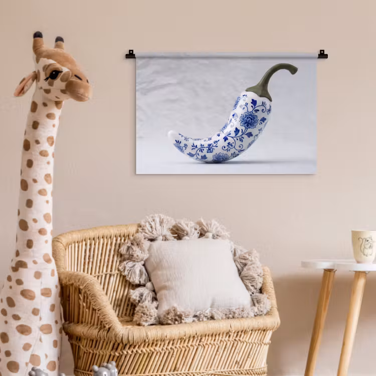Wandkleed - Chilipeper - Keramiek - Blauw — 5