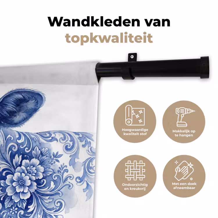 Wandkleed - Illustratie - Koe - Blauw — 3