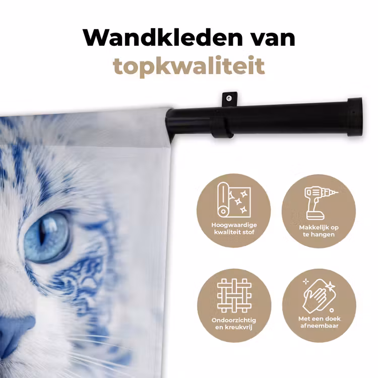 Wandkleed - Kat - Patroon - Blauw — 3