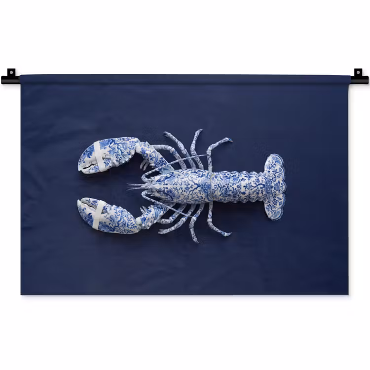 Wandkleed - Kreeft - Porselein - Delfts - Blauw — 1