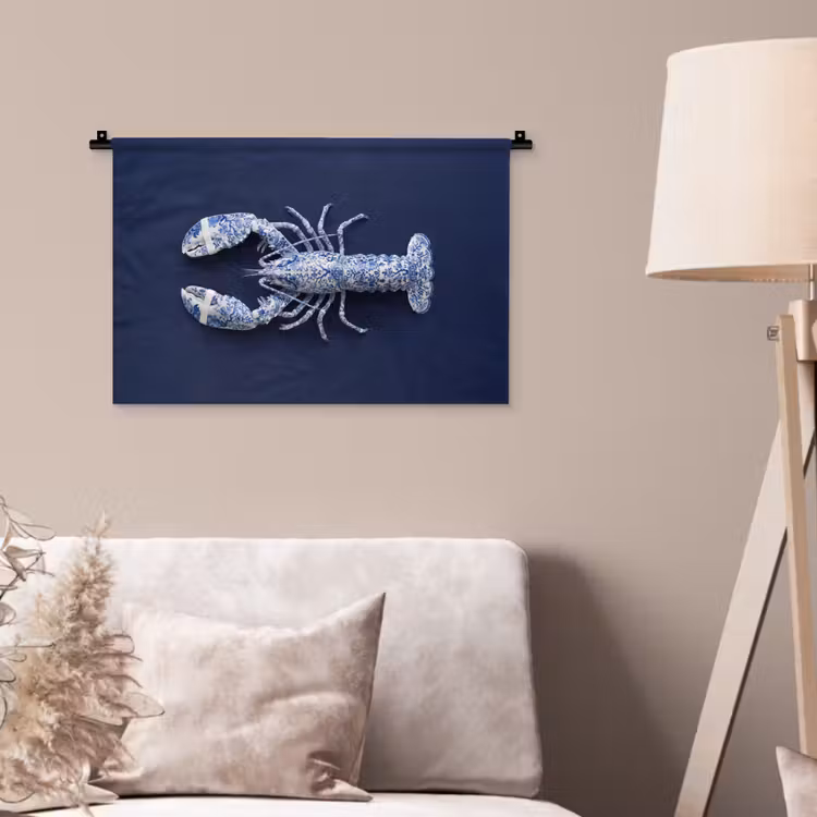 Wandkleed - Kreeft - Porselein - Delfts - Blauw — 2