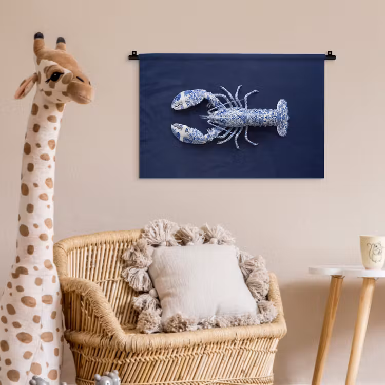 Wandkleed - Kreeft - Porselein - Delfts - Blauw — 5