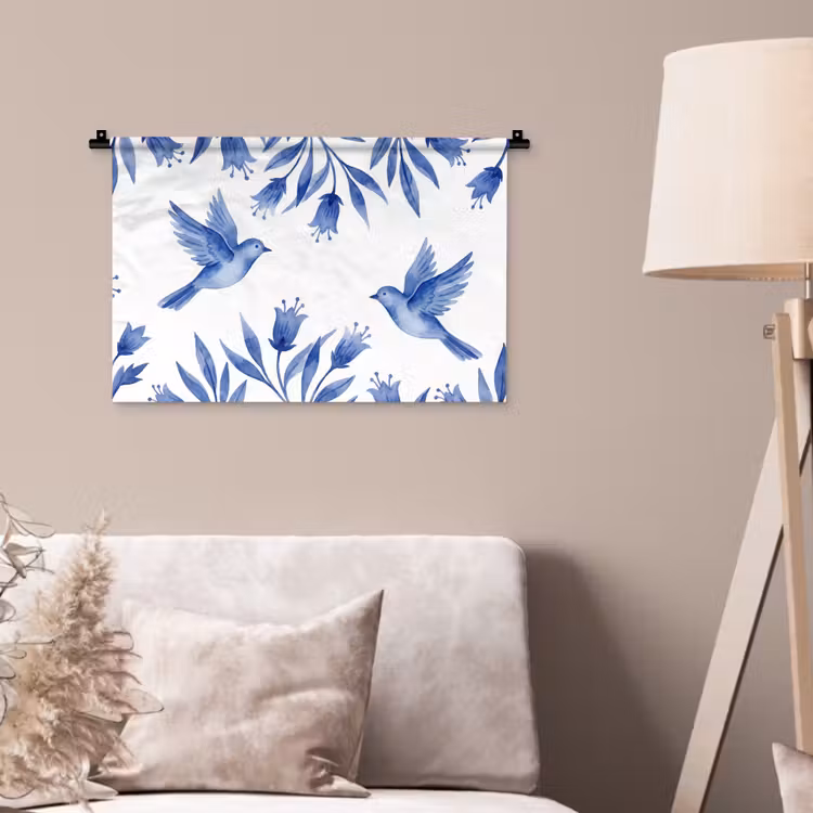 Wandkleed - Modern - Vogels - Delfts - Blauw — 2