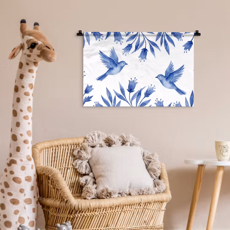 Wandkleed - Modern - Vogels - Delfts - Blauw — 5