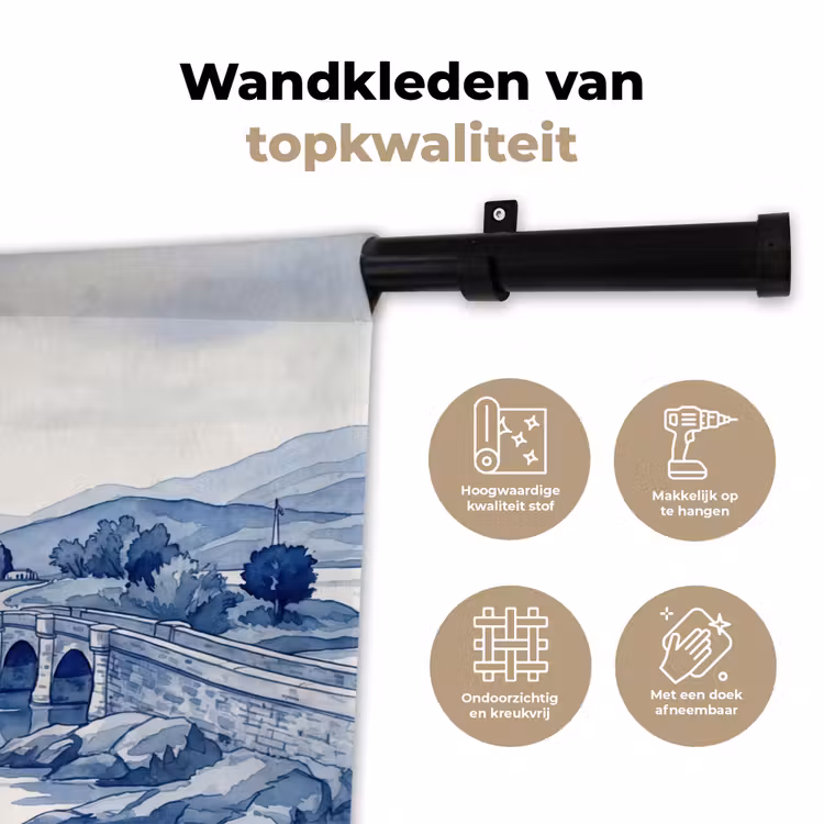 Wandkleed - Schots - Kasteel - Blauw - Aquarel — 3