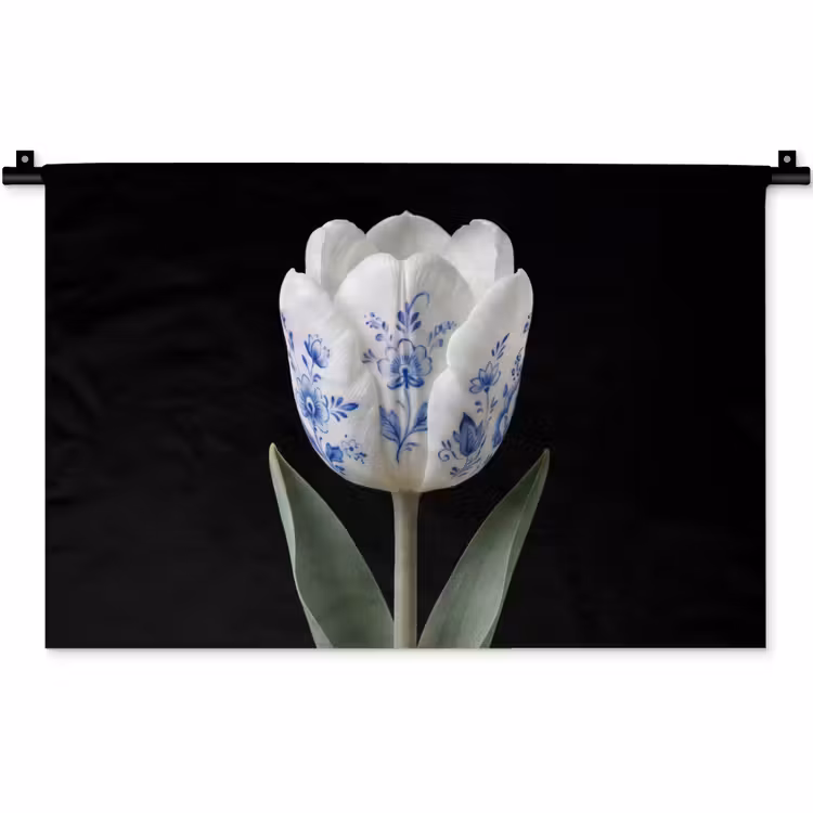 Wandkleed - Tulp - Patroon - Blauw — 1