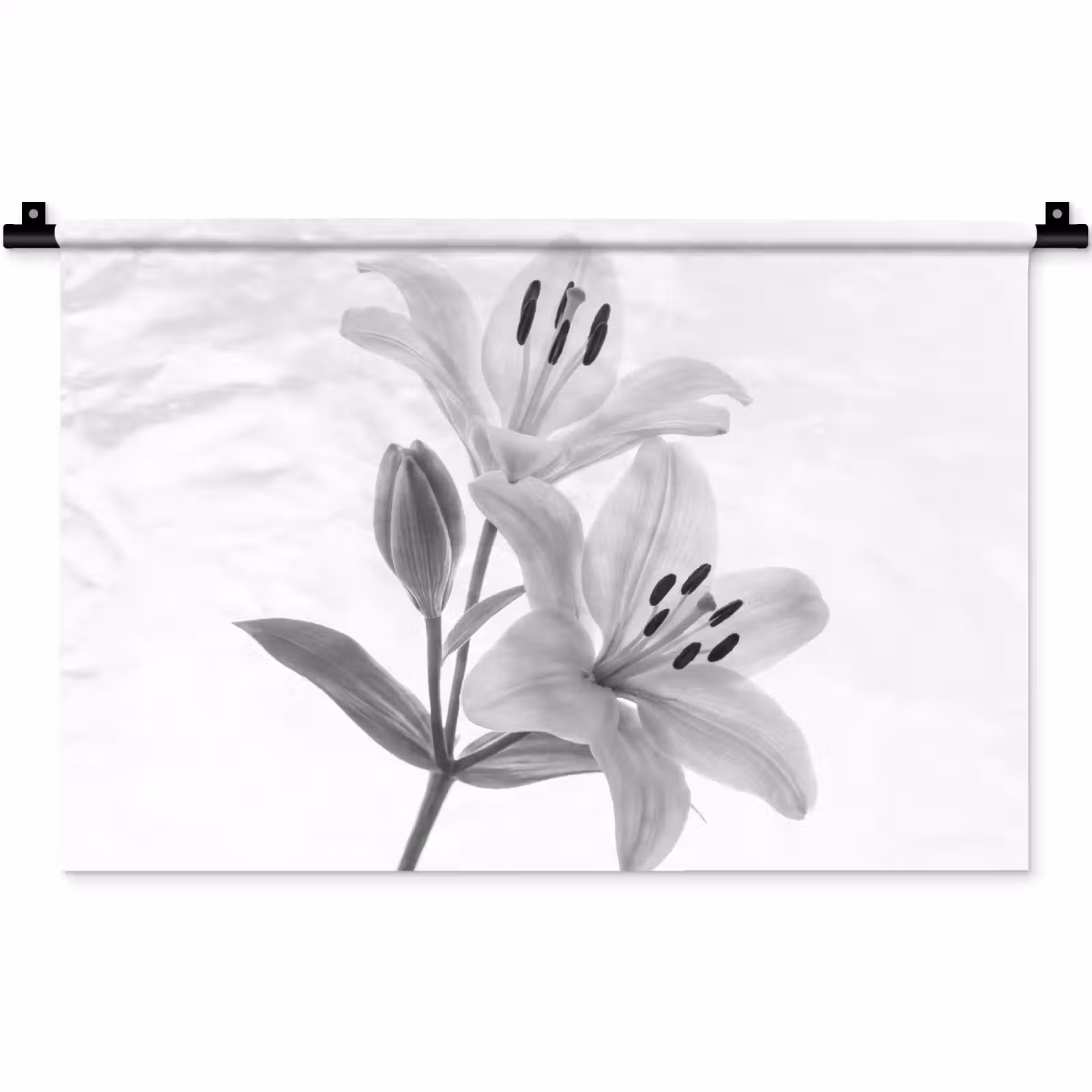 Wandkleed - Lelies - Elegant - Zwart - Wit — 1