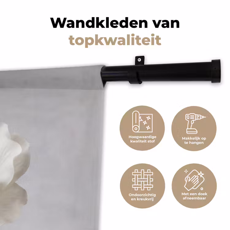 Wandkleed - Bloem - Minimalistisch -Wit — 3