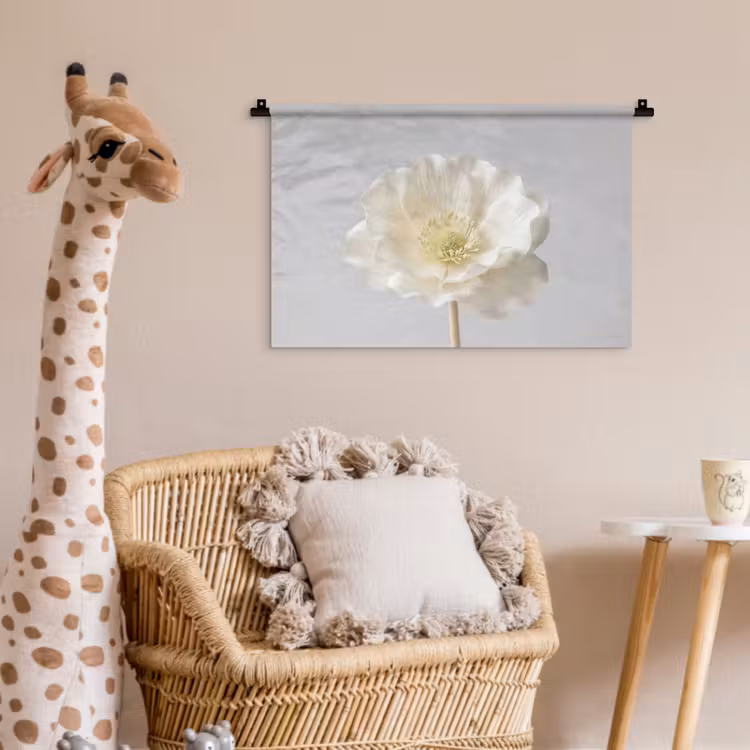 Wandkleed - Bloem - Minimalistisch -Wit — 5