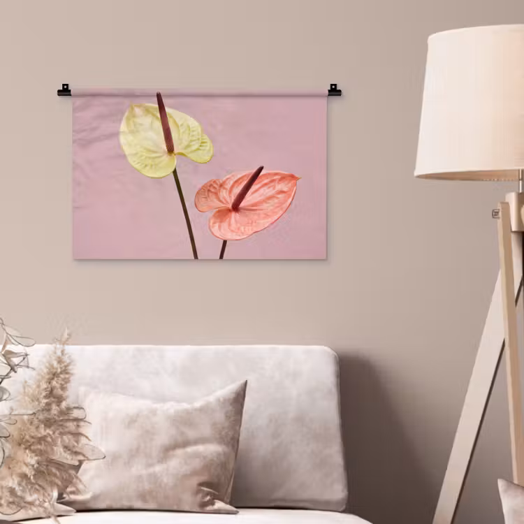 Wandkleed - Bloemen - Anthuriums - Geel - Roze — 2