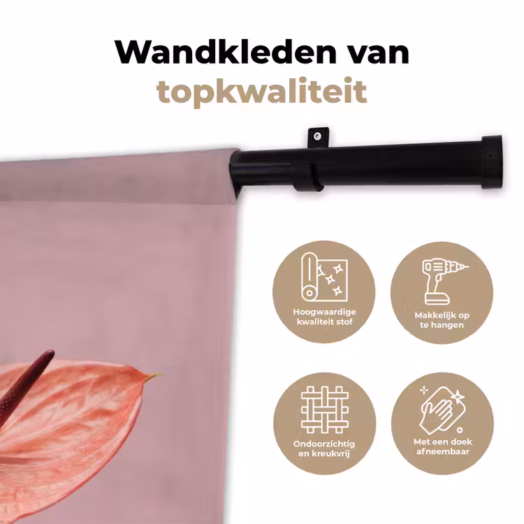 Wandkleed - Bloemen - Anthuriums - Geel - Roze — 3