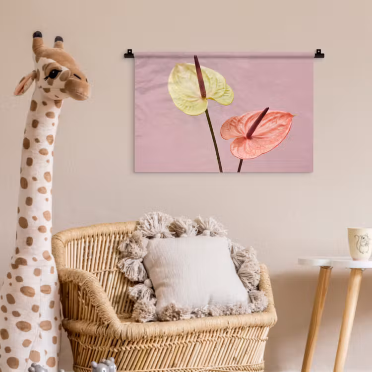 Wandkleed - Bloemen - Anthuriums - Geel - Roze — 5