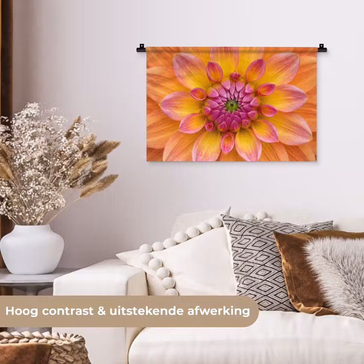 Wandkleed - Oranje Dahlia Close-up — 4
