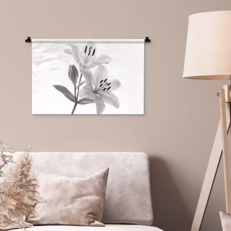 Wandkleed - Lelies - Elegant - Zwart - Wit — 2
