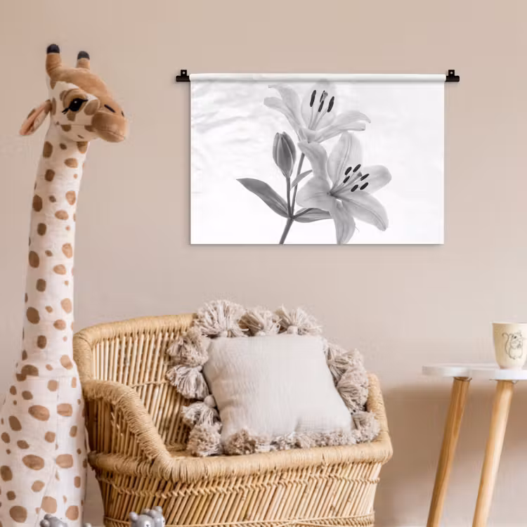 Wandkleed - Lelies - Elegant - Zwart - Wit — 5