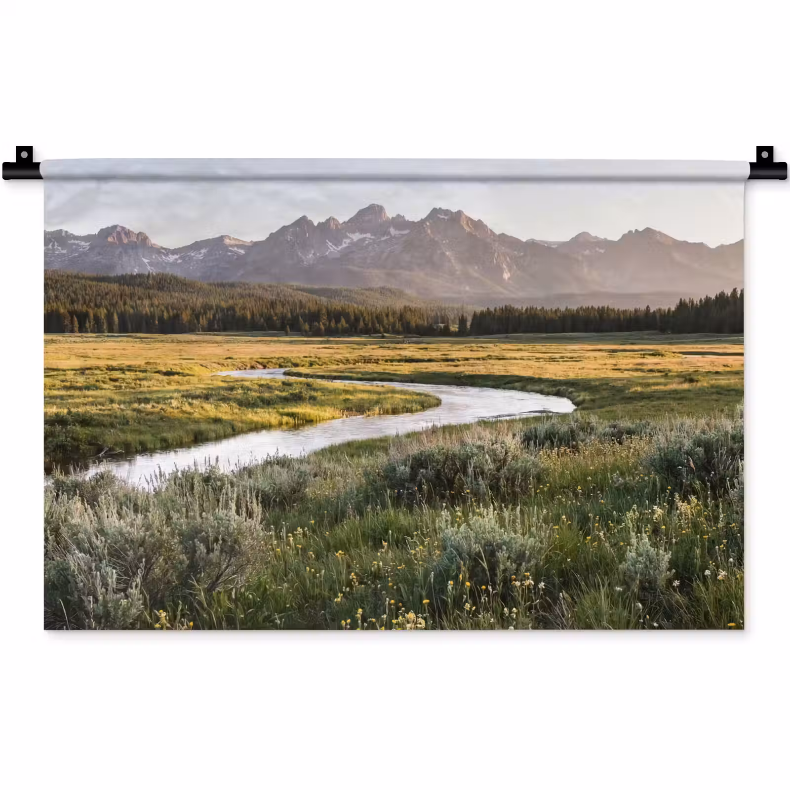 Wandkleed - Berglandschap - Rivier - Bos — 1