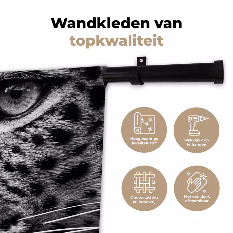 Wandkleed - Luipaard - Zwart - Wit - Oog — 3