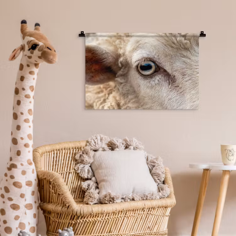 Wandkleed - Schaap - Oog - Wit — 5