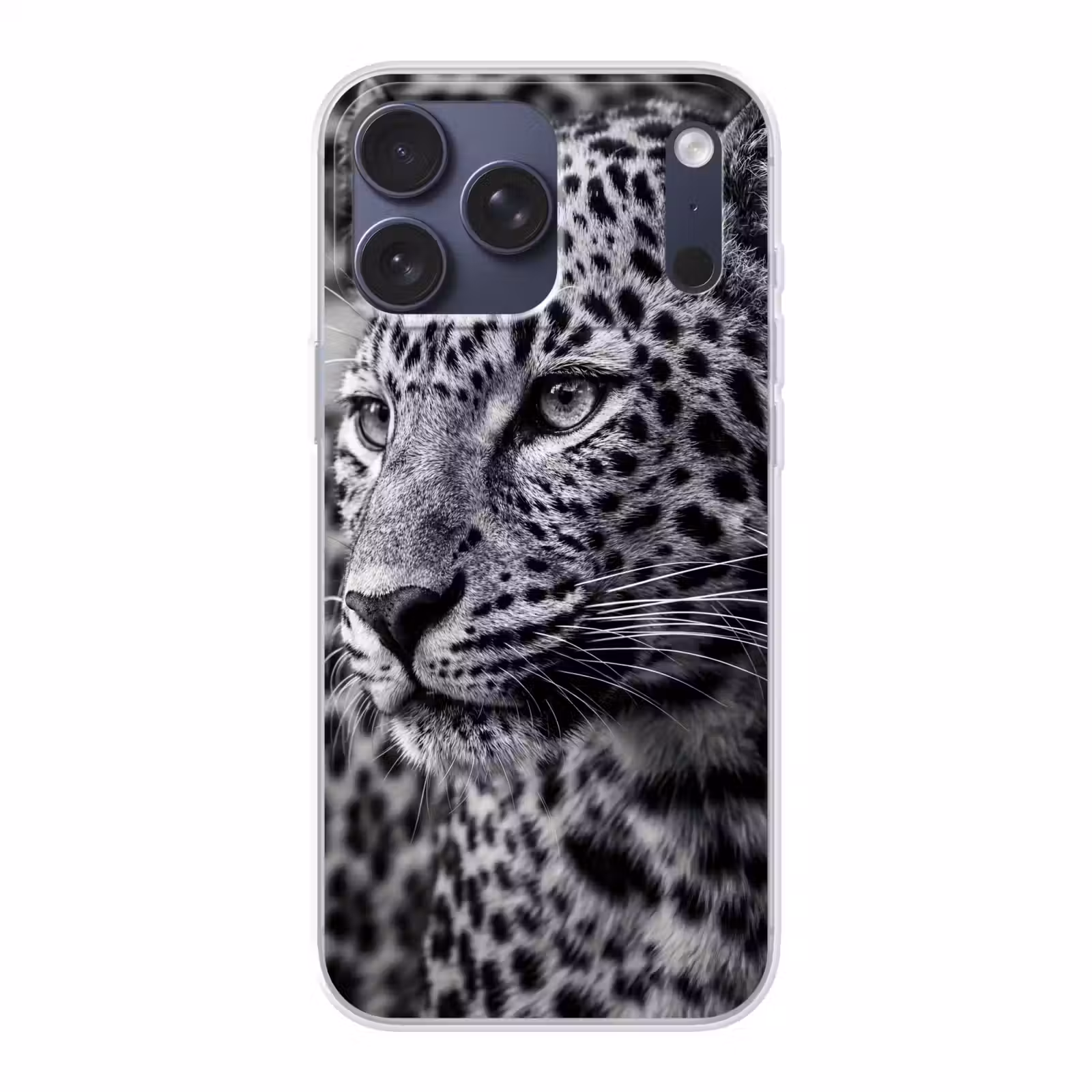 Telefoonhoesje Softcase - Luipaard - Zwart - Wit - Oog — 1