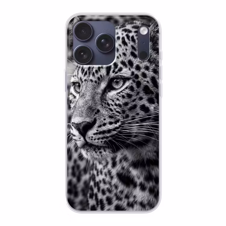 Telefoonhoesje Softcase - Luipaard - Zwart - Wit - Oog — 1
