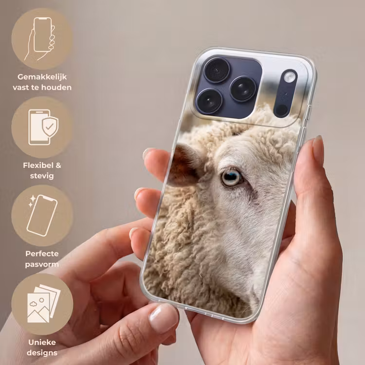 Telefoonhoesje Softcase - Schaap - Oog - Wit — 4