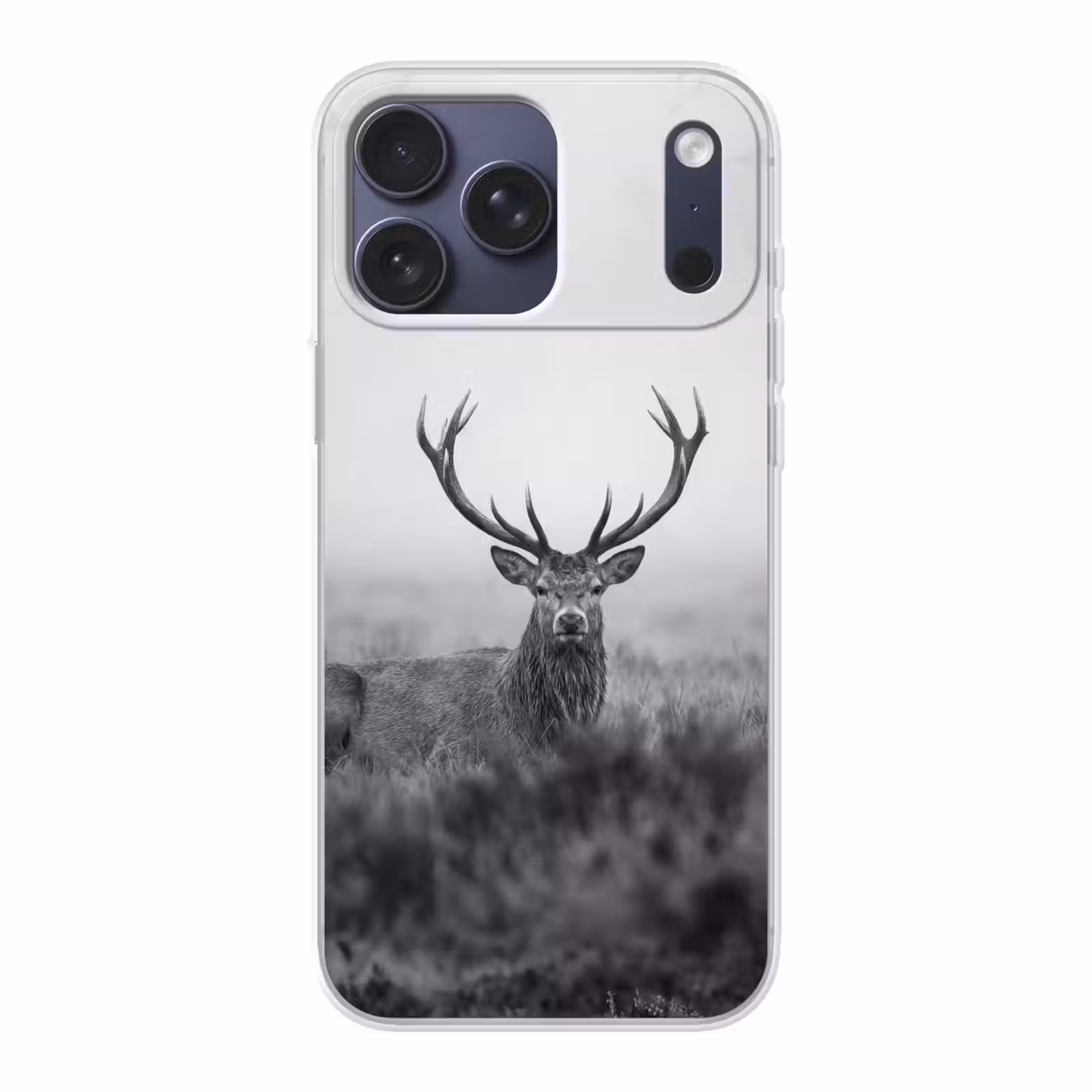 Telefoonhoesje Softcase - Hert - Mistig - Zwart - Wit — 1