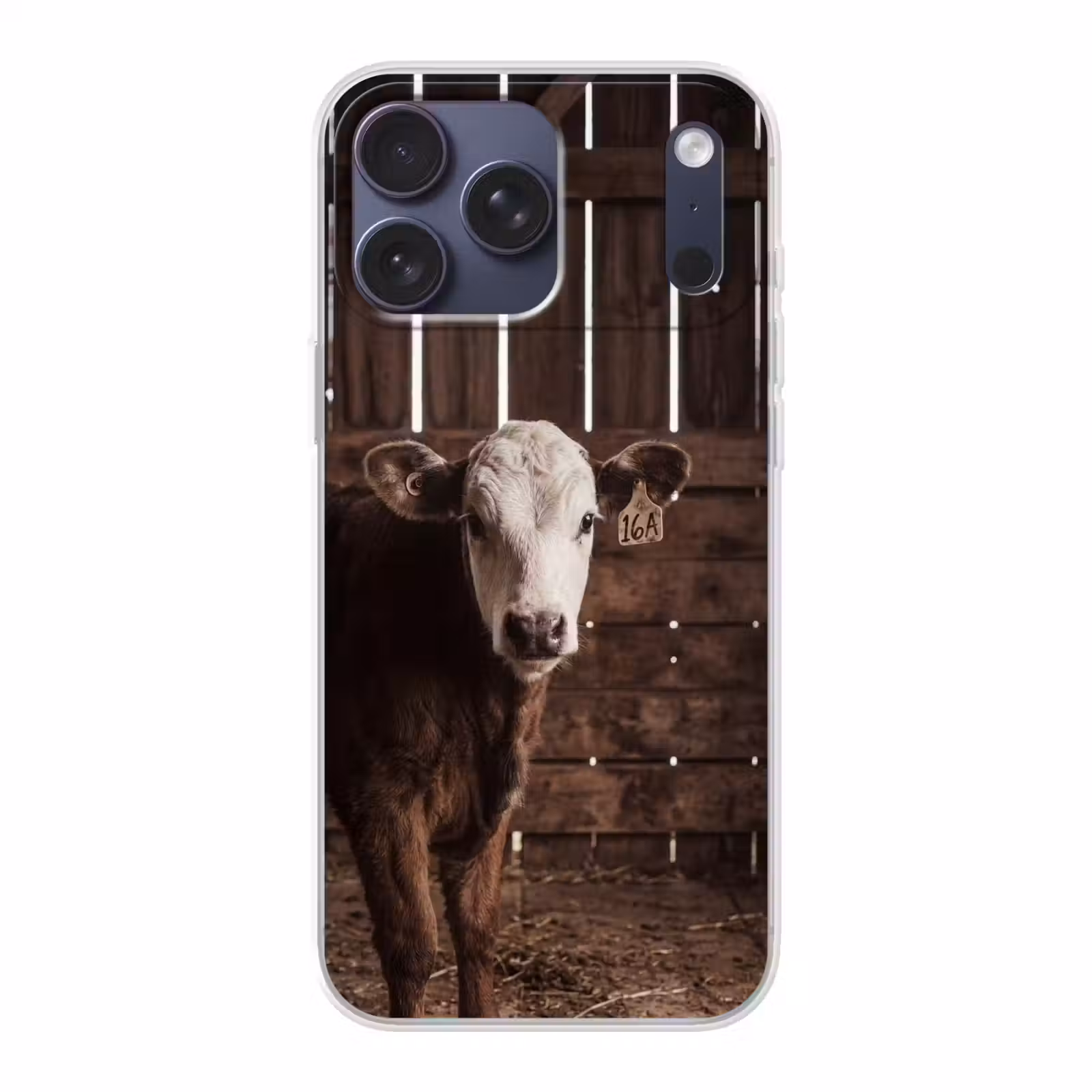 Telefoonhoesje Softcase - Kalf - Oormerk - Houten stal — 1