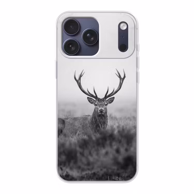 Telefoonhoesje Softcase - Hert - Mistig - Zwart - Wit — 1