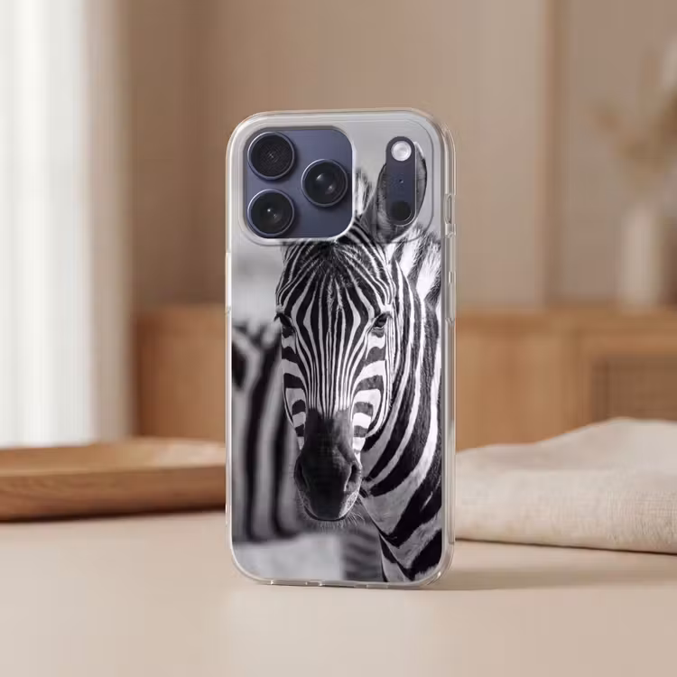 Telefoonhoesje Softcase - Zebra's - Zwart - Wit — 3