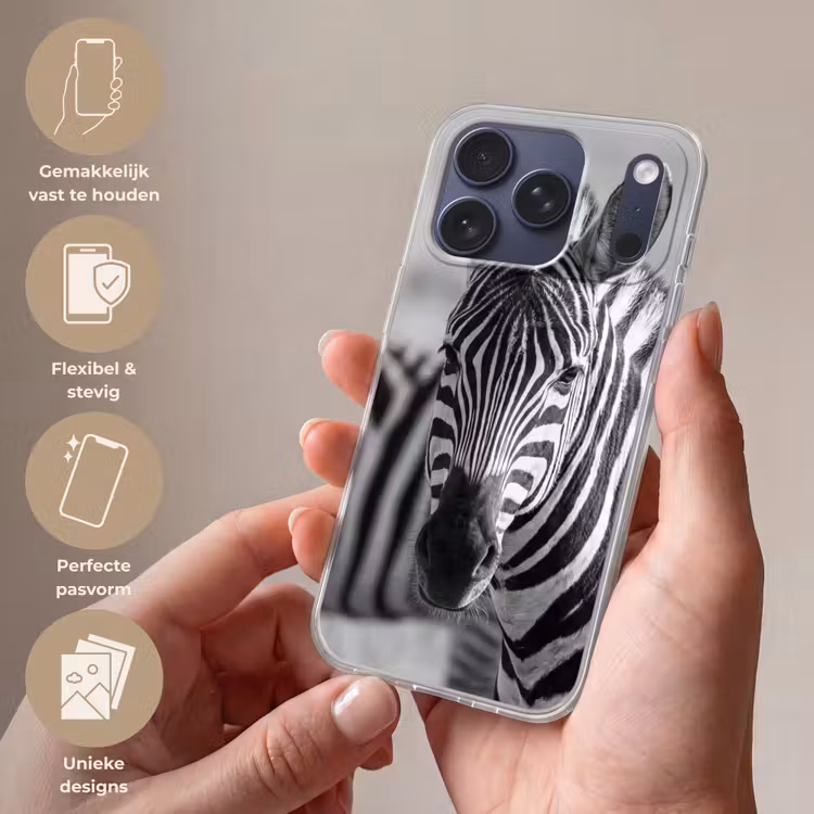 Telefoonhoesje Softcase - Zebra's - Zwart - Wit — 4