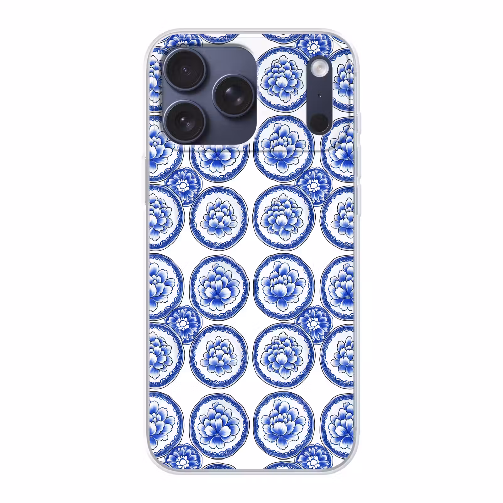 Telefoonhoesje Softcase - Cirkels - Bloemen - Blauw — 1