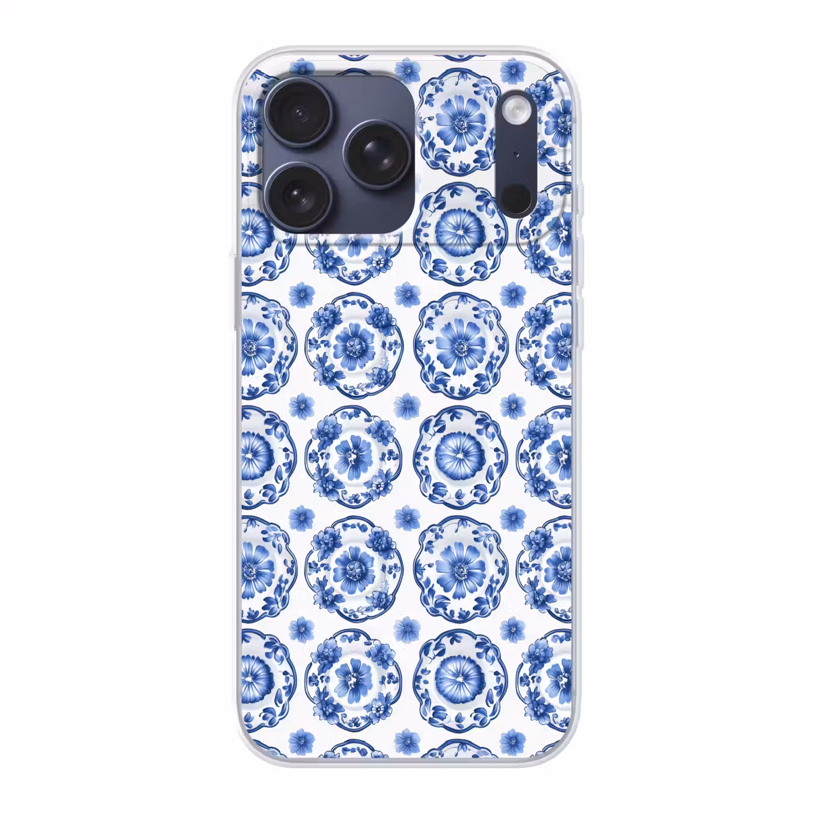 Telefoonhoesje Softcase - Sierborden - Bloemen - Blauw — 1