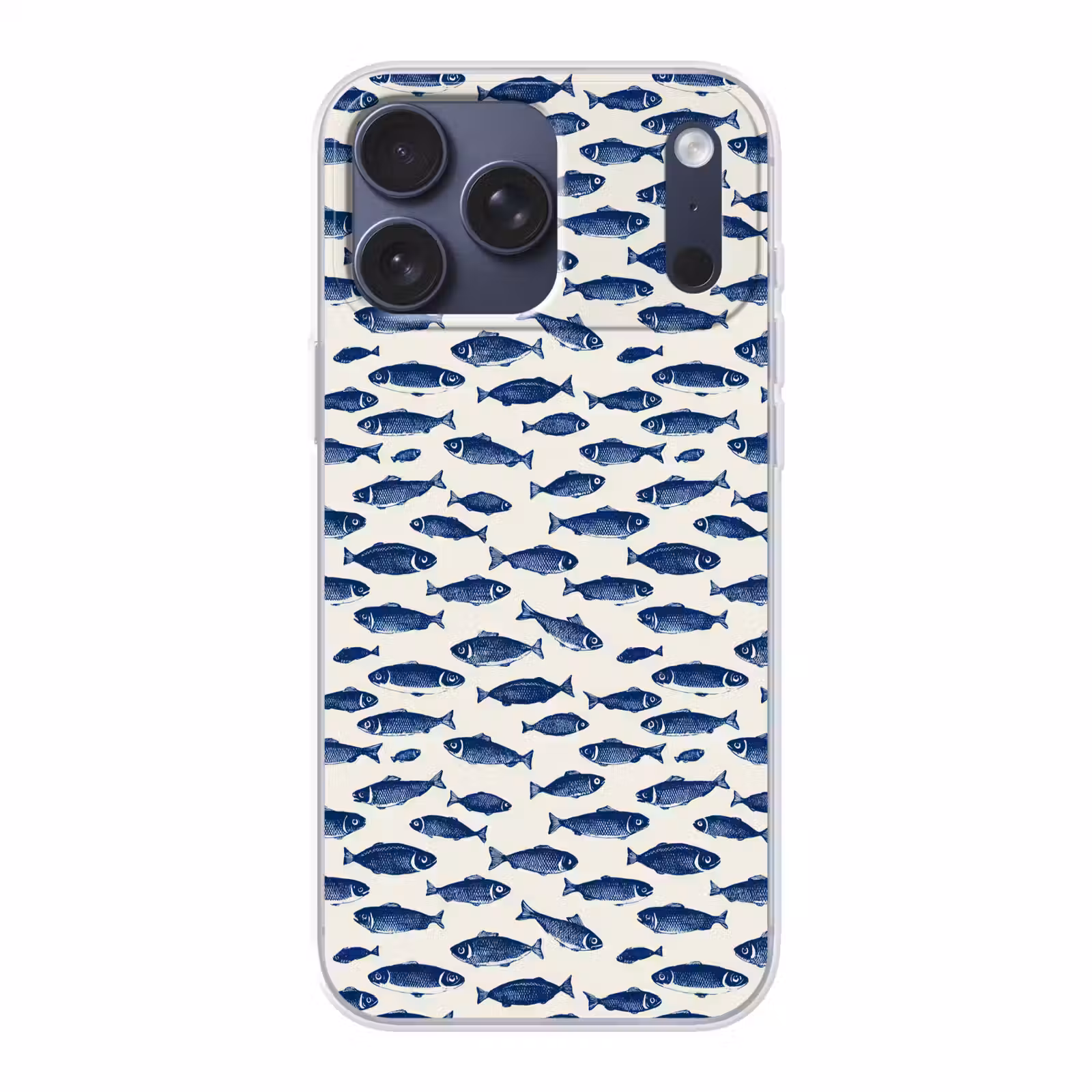 Telefoonhoesje Softcase - Vissen - Patroon - Blauw - Wit — 1