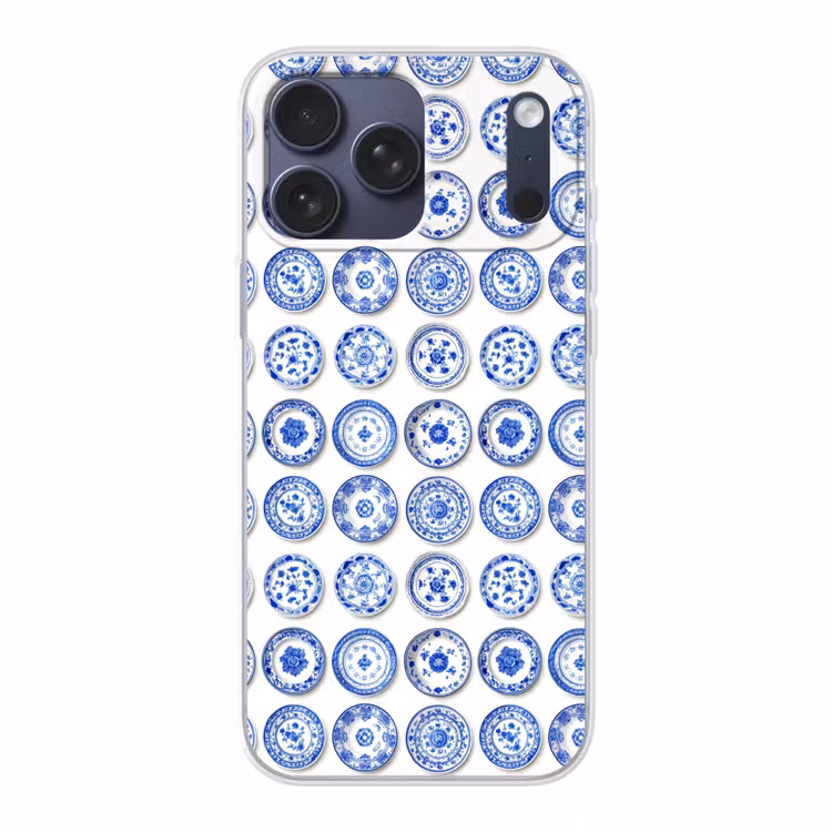 Telefoonhoesje Softcase - Borden - Bloemen - Patroon - Blauw — 1